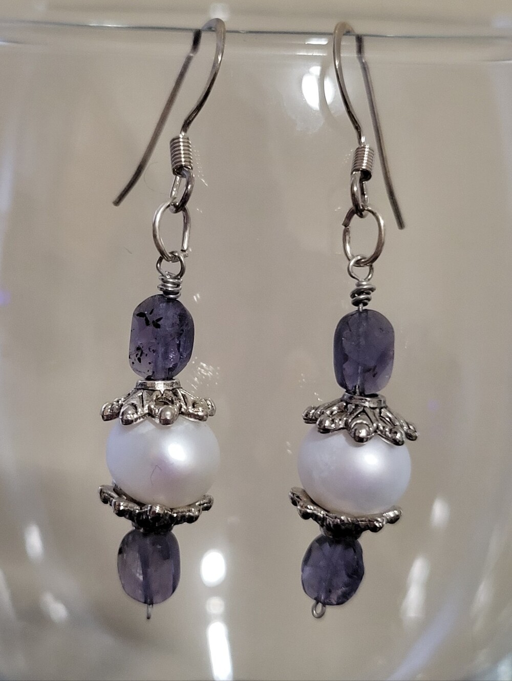 Flirty Amethyst, Pearl And Sterling Silver Earrings